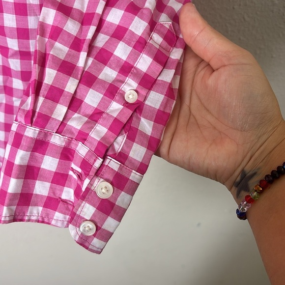 J. Crew Gingham Pink White Button Down Shirt 100% Cotton size Small - Picture 6 of 10